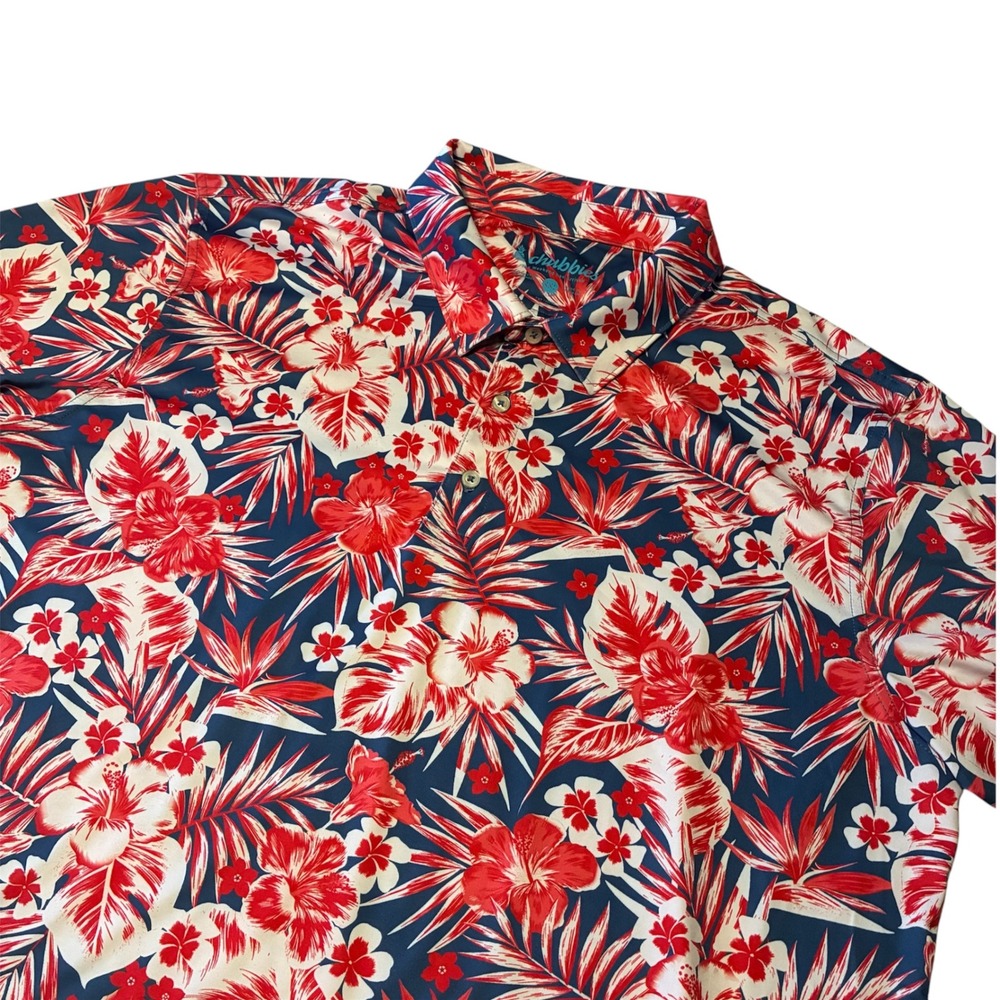 Chubbies The Weekend Has Arrived Mens Floral Performance Polo Shirt Tropical XXL